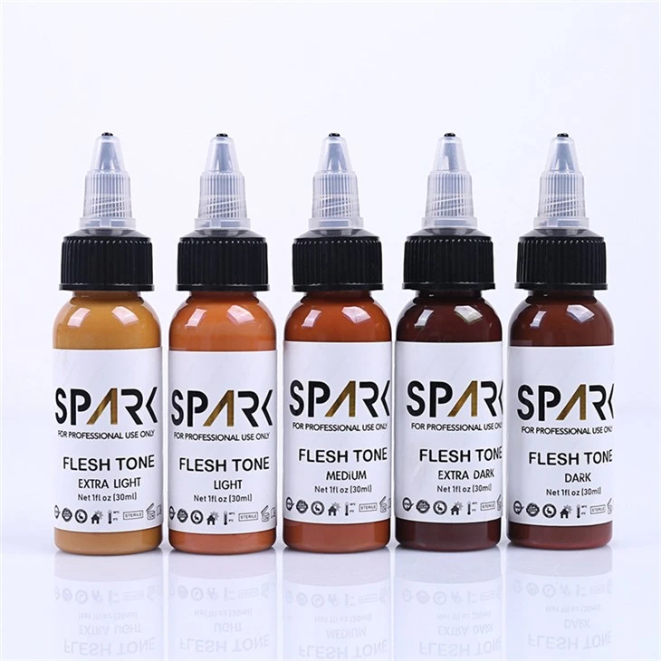 Encre de tatouage Spark série 1OZ, ensemble de 5 couleurs de peau pour dissimulation, mélange de tatouages ​​cosmétiques