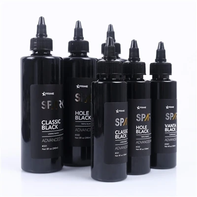 Encre de tatouage SPARK Black Series : ensemble professionnel de 3 couleurs p...