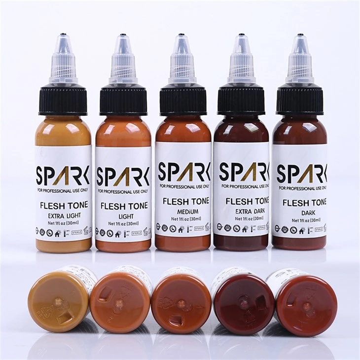 Encre de tatouage pigmentée, 1OZ, couleur de peau, pour dissimulation, mélange de tatouages ​​cosmétiques, étincelle, encre de tatouage, noir