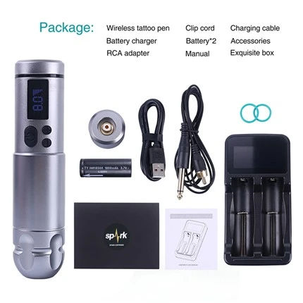 Fourniture professionnelle sans fil de tatouage de machine de tatouage d'étincelle de 2 batteries