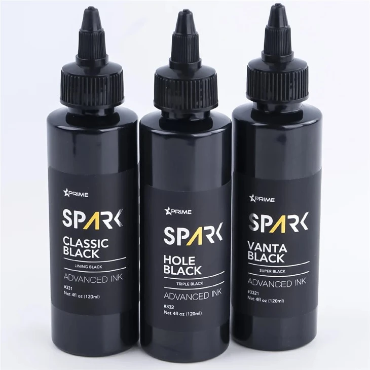 Spark Permanent 3 Série classique noir / trou noir / vanta noir Modèle personnalisé en encre noire profonde pour le tatouage