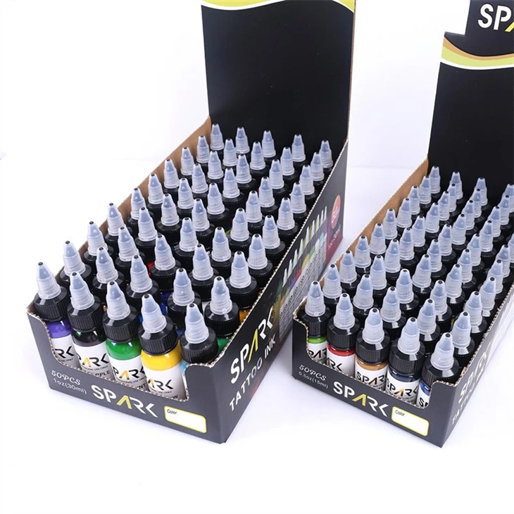 50 ensembles de couleurs encre de tatouage véritable encre de tatouage noir brillant foncé