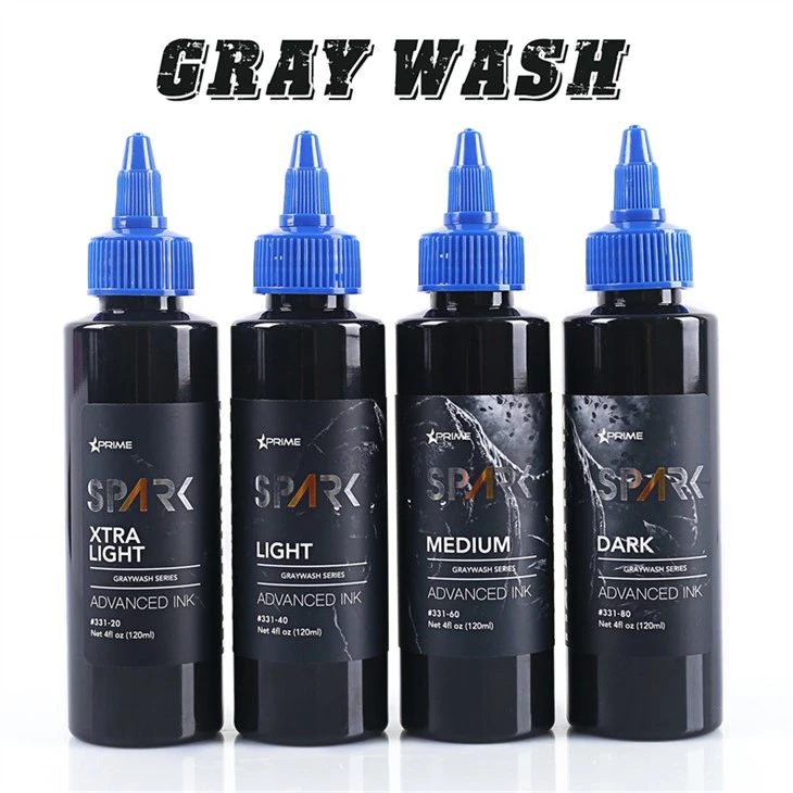 Ensemble d'encre de tatouage Graywash, ensemble d'encre de tatouage Spark, affichage professionnel d'encre de tatouage