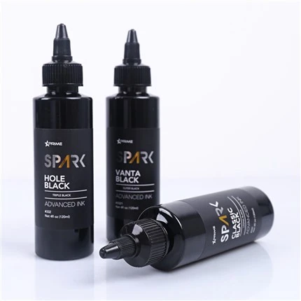 Classique noir 4OZ doublure encre noire série étincelle encre de tatouage encre de tatouage lumière noire
