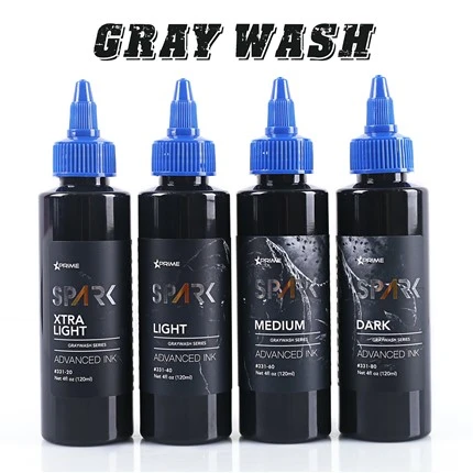 Ensemble de bouteilles d'encre de tatouage Spark Graywash - 4 oz