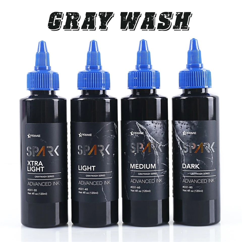 Ensemble de bouteilles d'encre de tatouage Spark Graywash - 4 oz