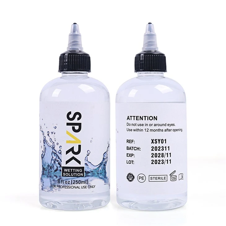 Solution mouillante de tatouage d'étincelle de 8OZ 240ML Solution de mélange de tatouage d'étincelle encre de tatouage d'étincelle
