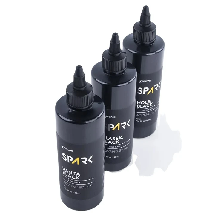 Vanta Black 8OZ 4OZ Super Black Ink Series Spark Tattoo Ink Ensemble d'encre de tatouage professionnel